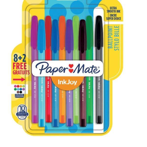 PAPERMATE INKJOY 100 CAP PENNA A SFERA PUNTA MEDIA COL.ASSORTITI CONF 10 Pz.